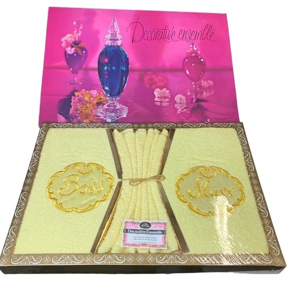 Vintage Decorative Ensemble Yellow‎ Boss Slave Towel Set - Picture 1 of 8